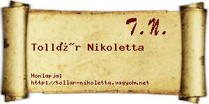 Tollár Nikoletta névjegykártya